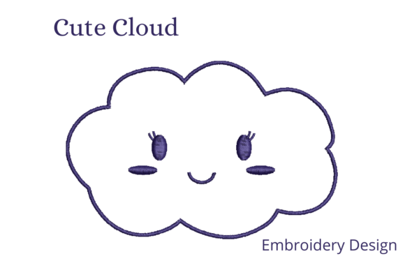 Cute Cloud Character Line Art