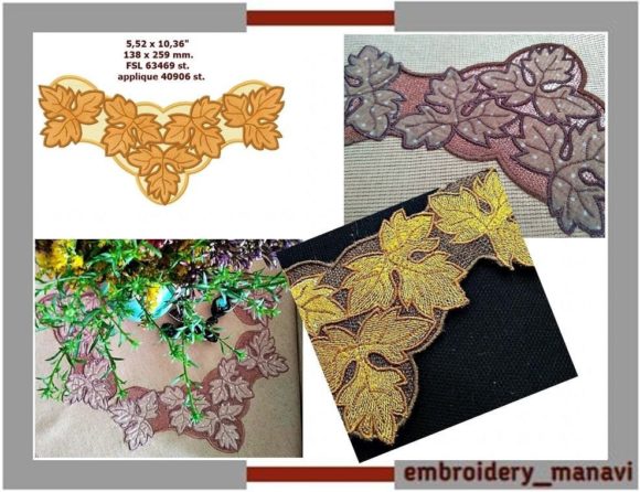 Grape Leaves Cutwork FSL and Applique