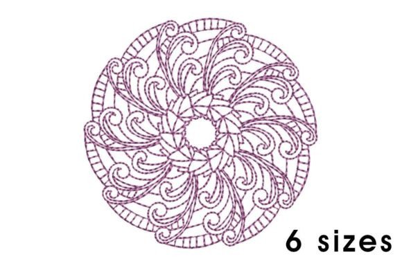 Mandala Redwork Curls and Stripes